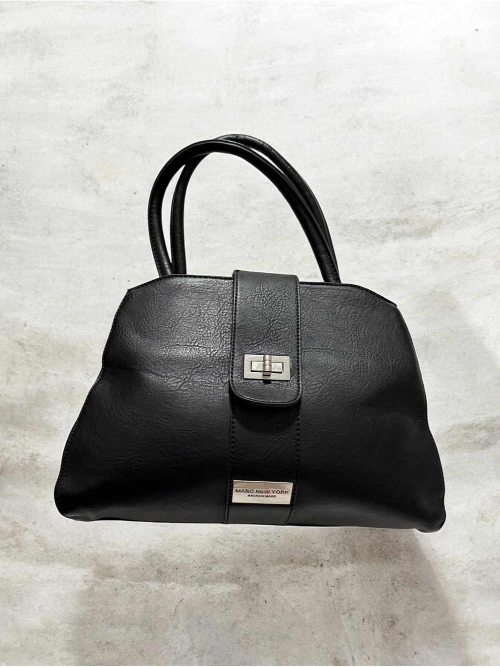 Marc New York by Andrew Marc Black Structured Satchel Handbag Work Bag - Picture 2 of 10